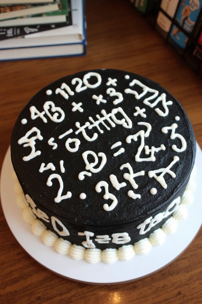 Chalkboard Style Cake with White Icing Notes