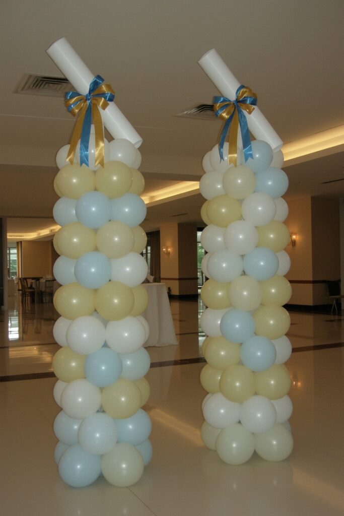 DIY Balloon Columns with Diploma Toppers