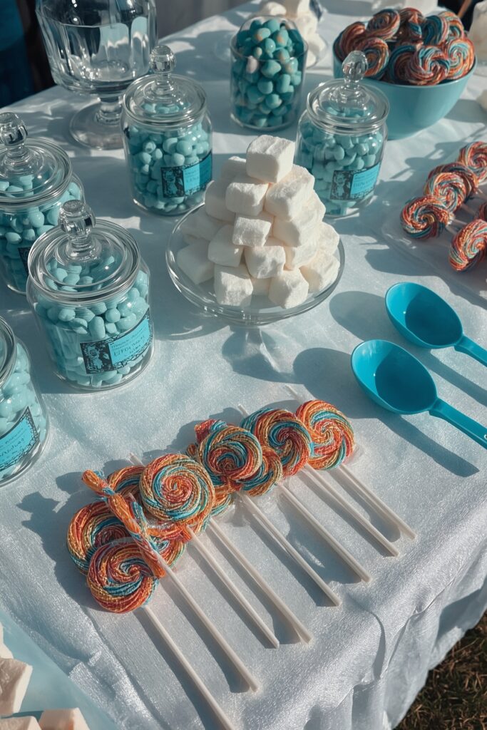 Light Blue Themed Candy Buffet