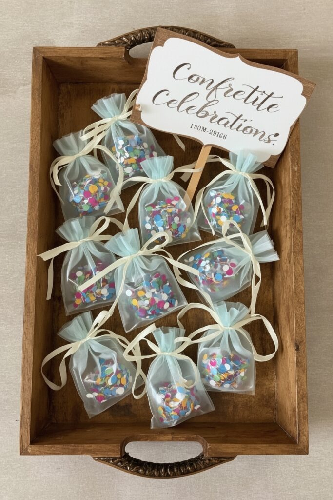 Confetti Pop Favor Bags in Blue Organza