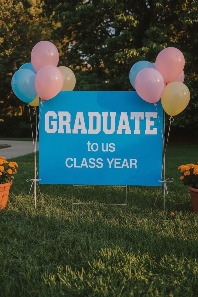 Custom Blue Grad Year Yard Sign
