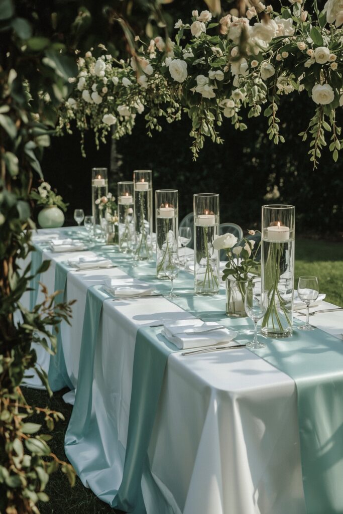 Baby Blue Satin Table Runners