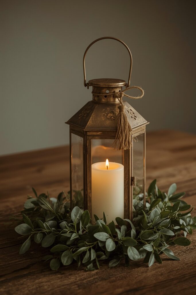 Rustic Lantern with Tassels