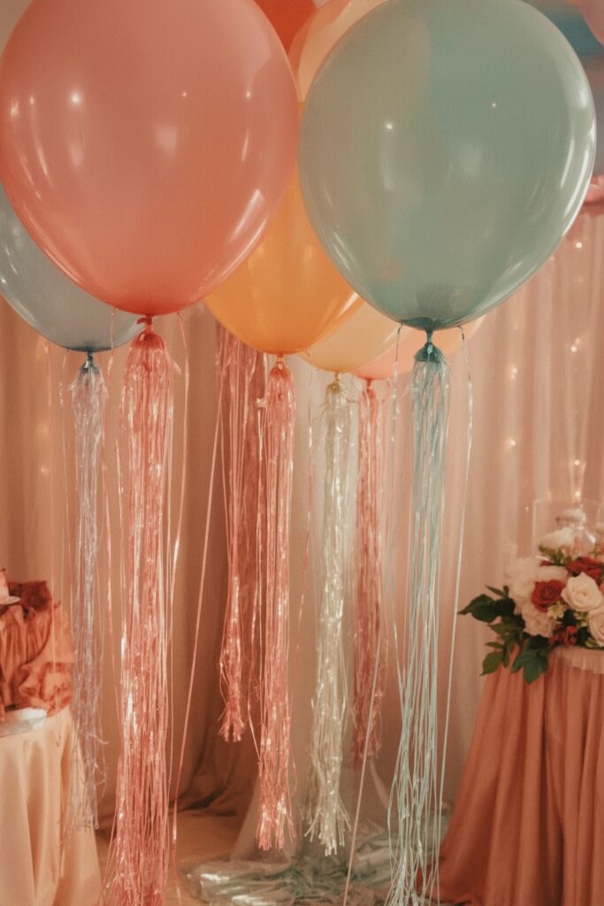 Tassel-Topped Balloons Matching Gown Colors