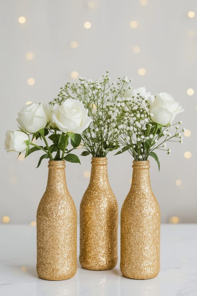 DIY Glitter Bottle Vases
