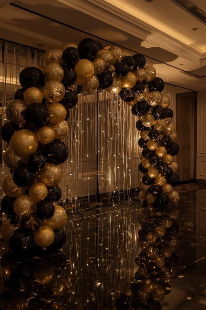 Gold and Black Luxe Balloon Arch