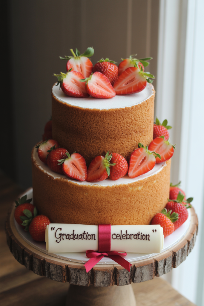 Rustic Naked Cake with Fresh Berries and Diploma