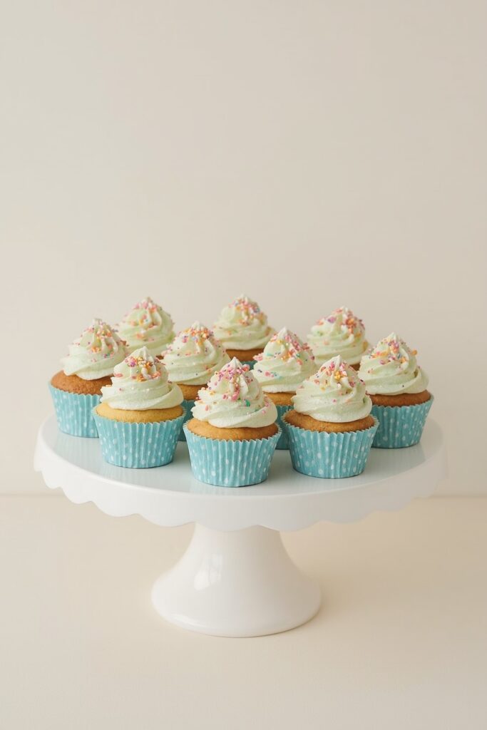 Blue and White Polka Dot Cupcake Liners