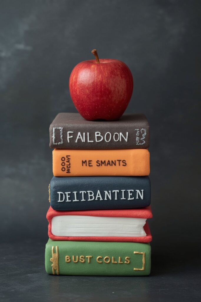 Tiered Books and Apple Fondant Cake