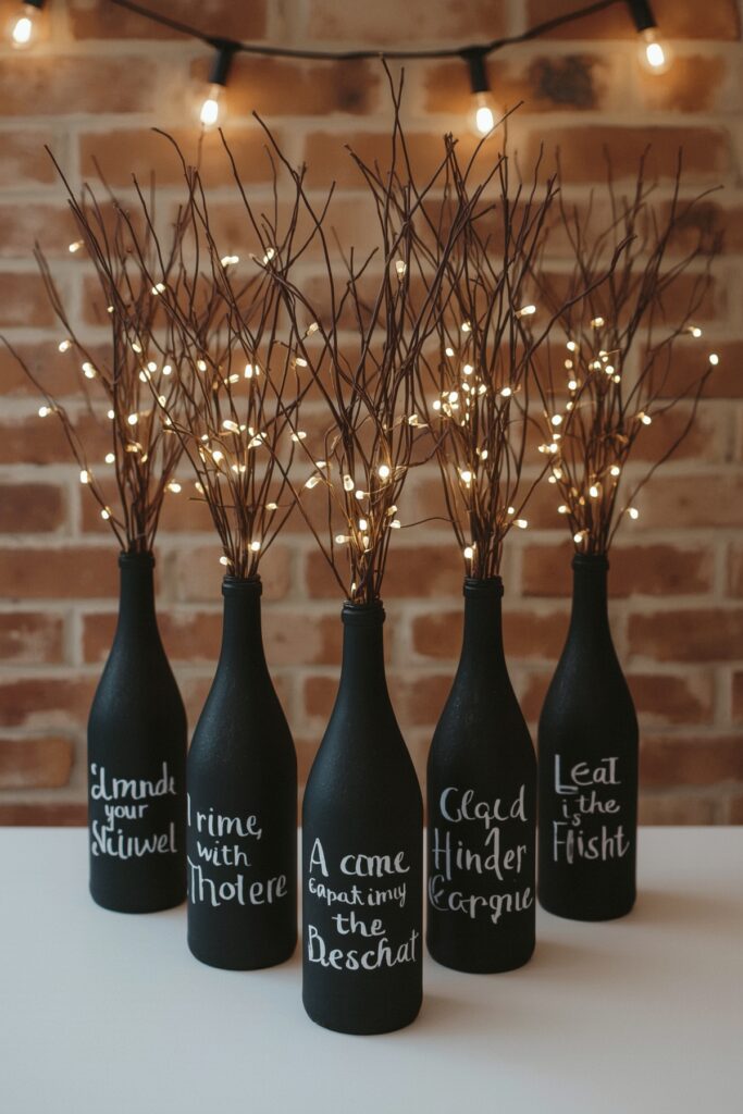 Chalkboard Painted Wine Bottles