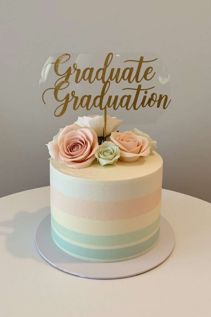 Elegant Floral Cake with Script Name Topper