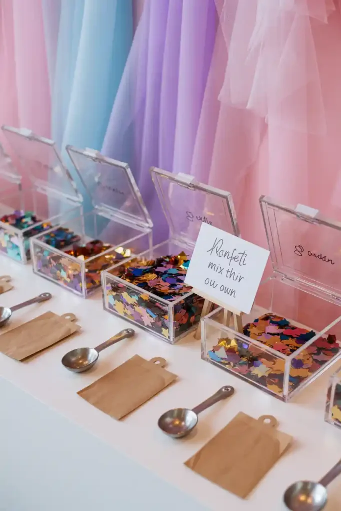 Confetti Bar with Clear Boxes