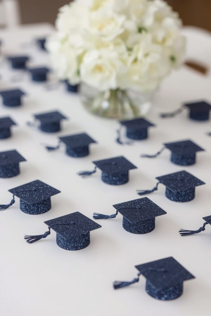 Glitter Graduation Hat Confetti on Tables