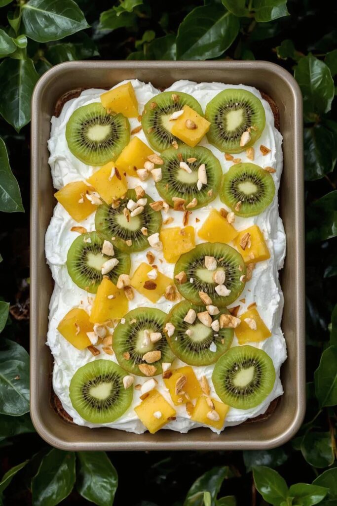 Tropical Fruit Sheet Cake with Coconut Cream