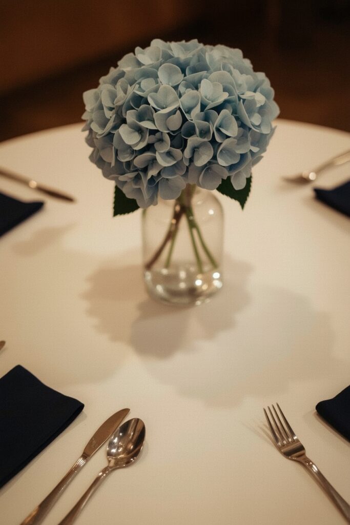 Blue Hydrangea Centerpiece Tables