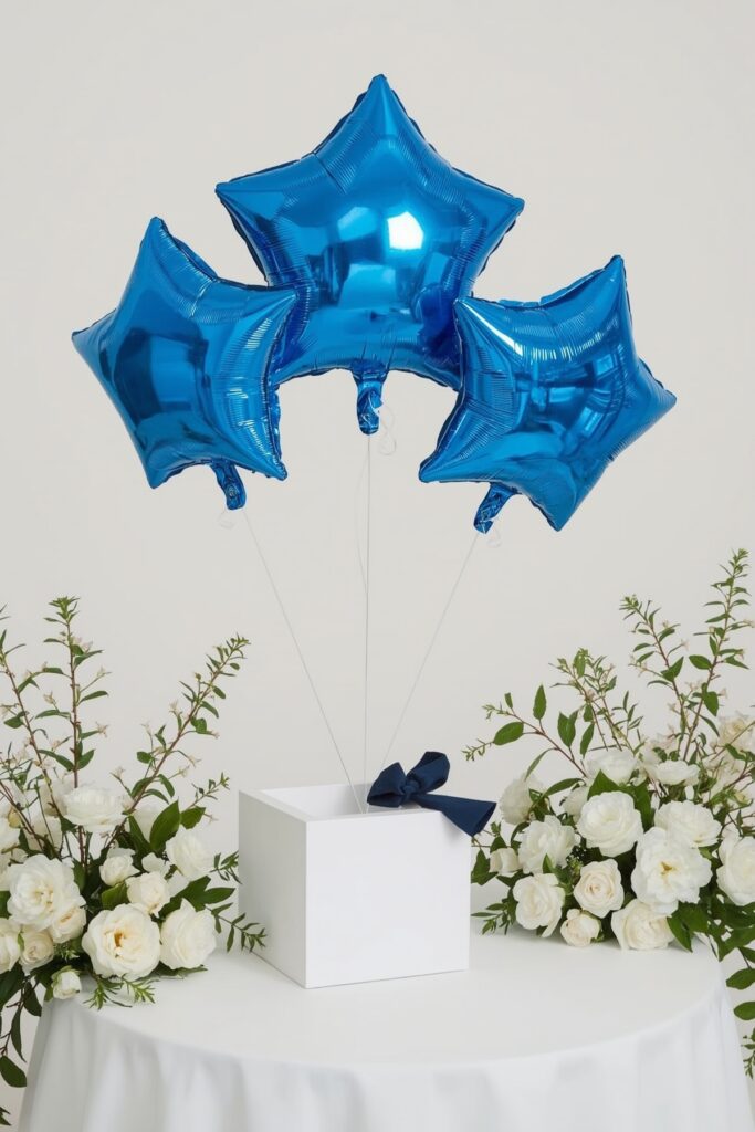 Blue Star-Shaped Balloon Centerpieces