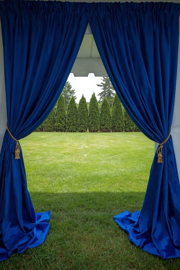 Royal Blue Fabric Draping Tent Entrance