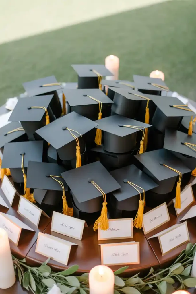Mini Cap Centerpieces with Tassels