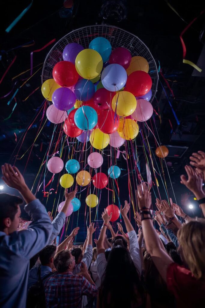 Balloon-Filled Transparent Boxes Spelling “GRAD”