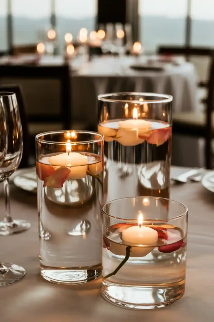 Floating Candles in Glass Vases
