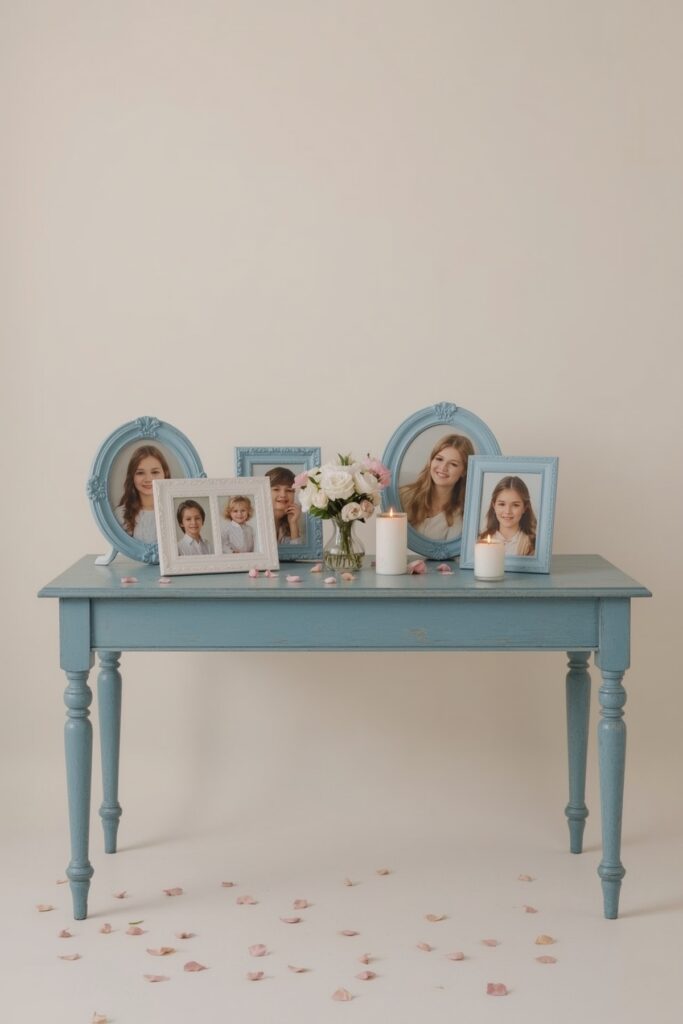“Through the Years” Blue Photo Table