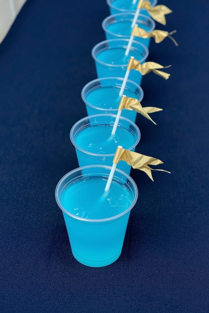 Blue Lemonade with Gold Drink Flags