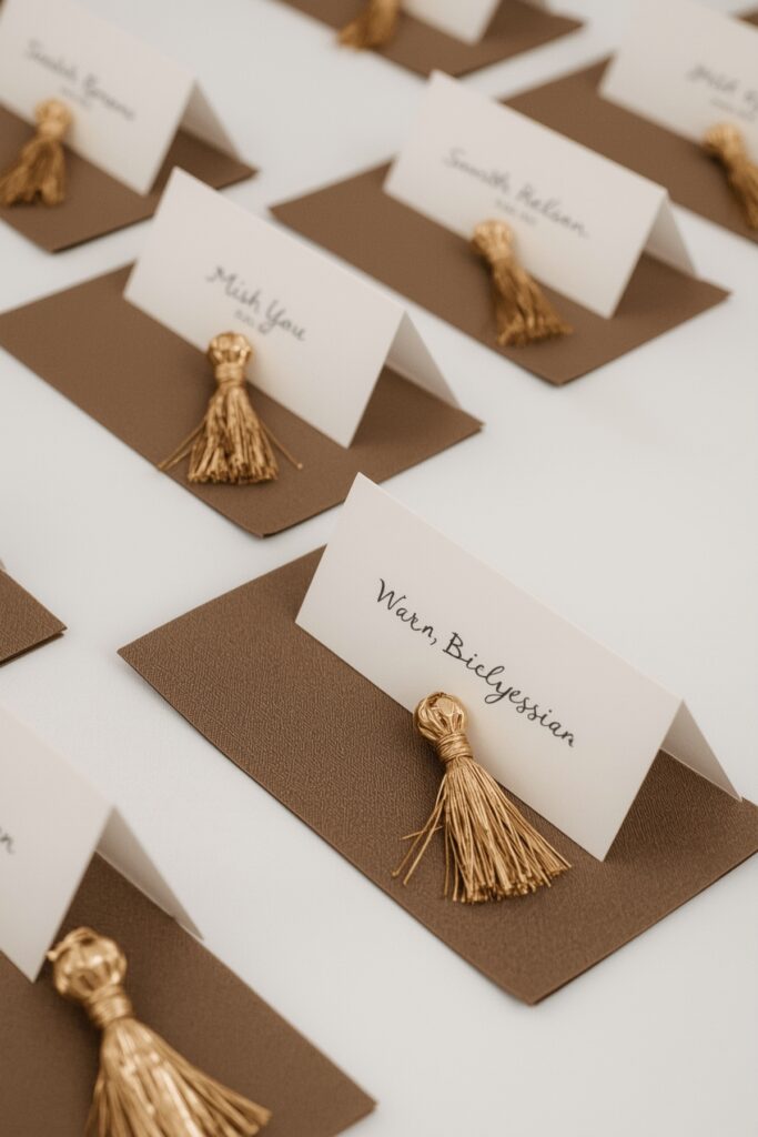 Custom Place Cards with Mini Tassels