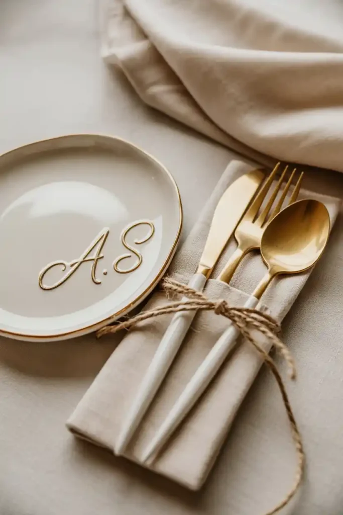 Monogrammed Plates & Cutlery Sleeves