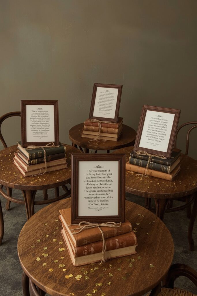 Book Stack Centerpieces with Grad Quotes