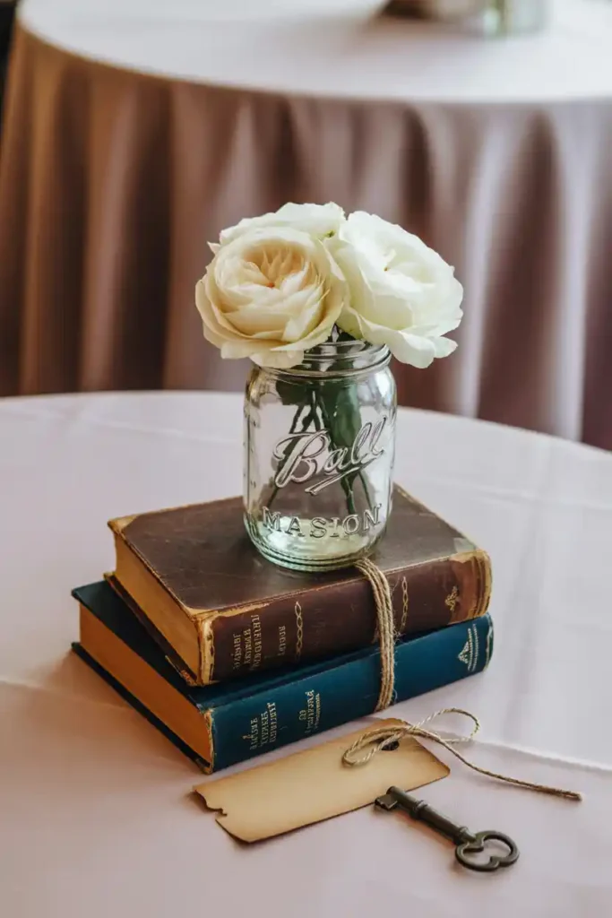 Vintage Book Stack Centerpieces