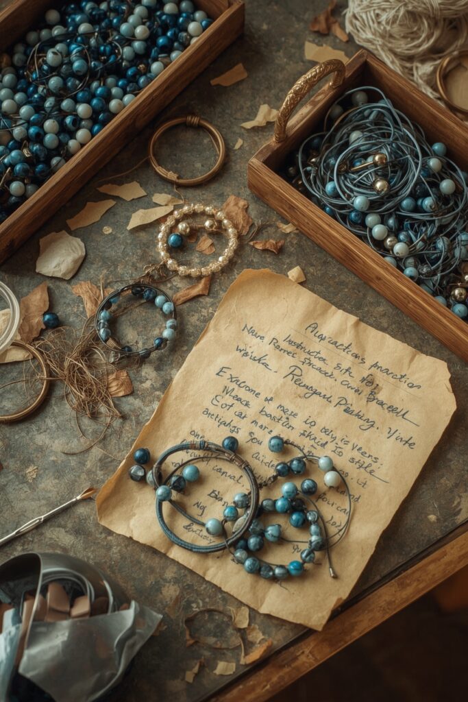 DIY Blue and White Beaded Name Bracelets