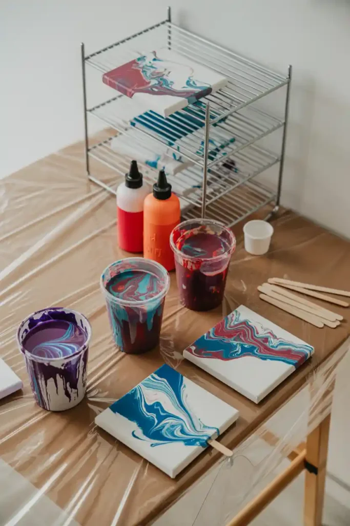 Paint-Pour Art Keepsake Table