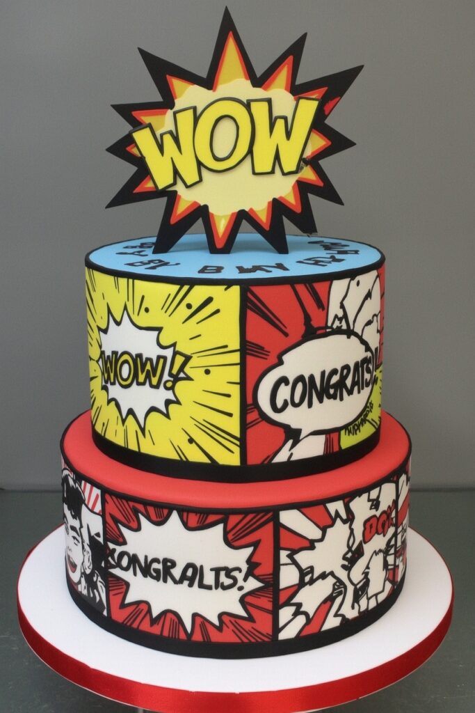 Comic-Book Style Cake for Art Grads