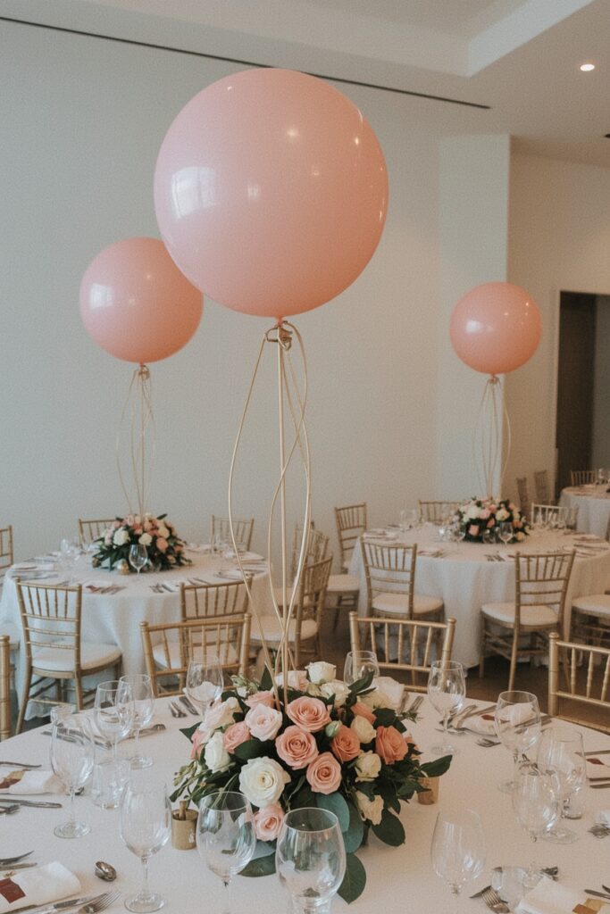 Balloon Garland Centerpieces on Elevated Stands