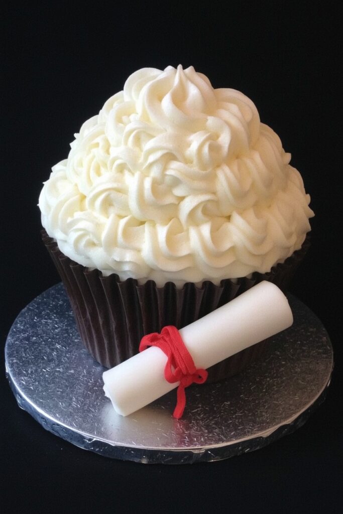 Giant Cupcake Cake with Graduation Scroll