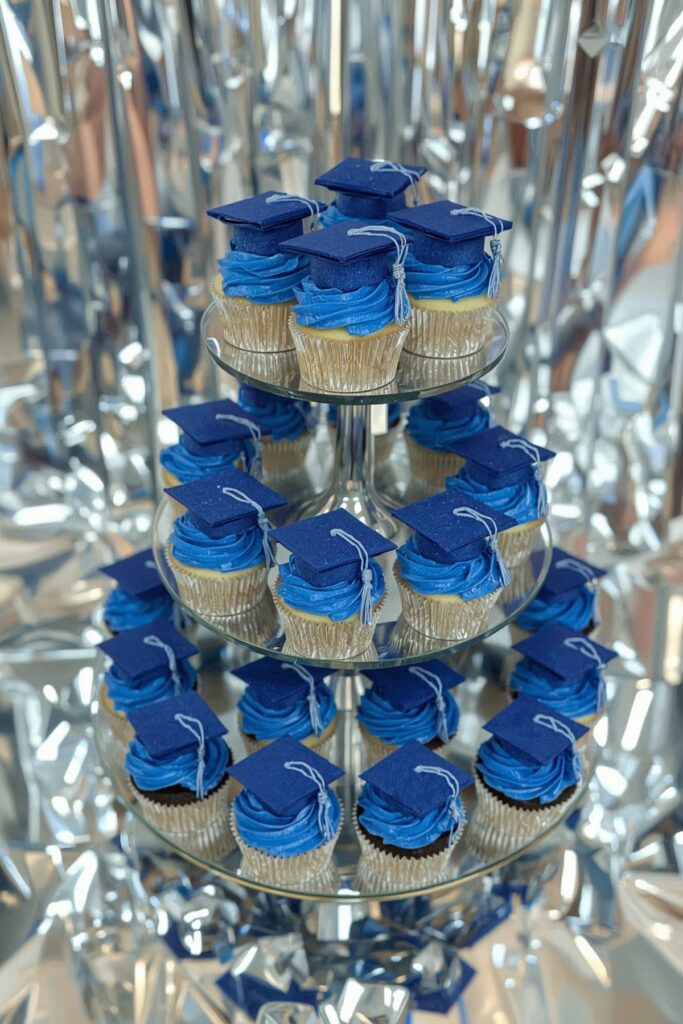 Royal Blue Graduation Cap Cupcakes