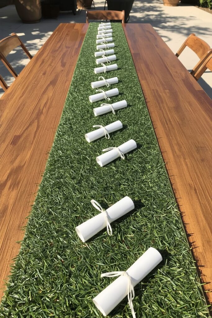 Faux Grass Runners with Diploma Rolls
