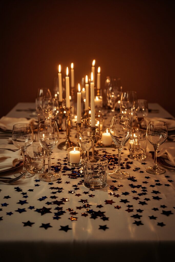 Midnight Blue Star Confetti on Tables