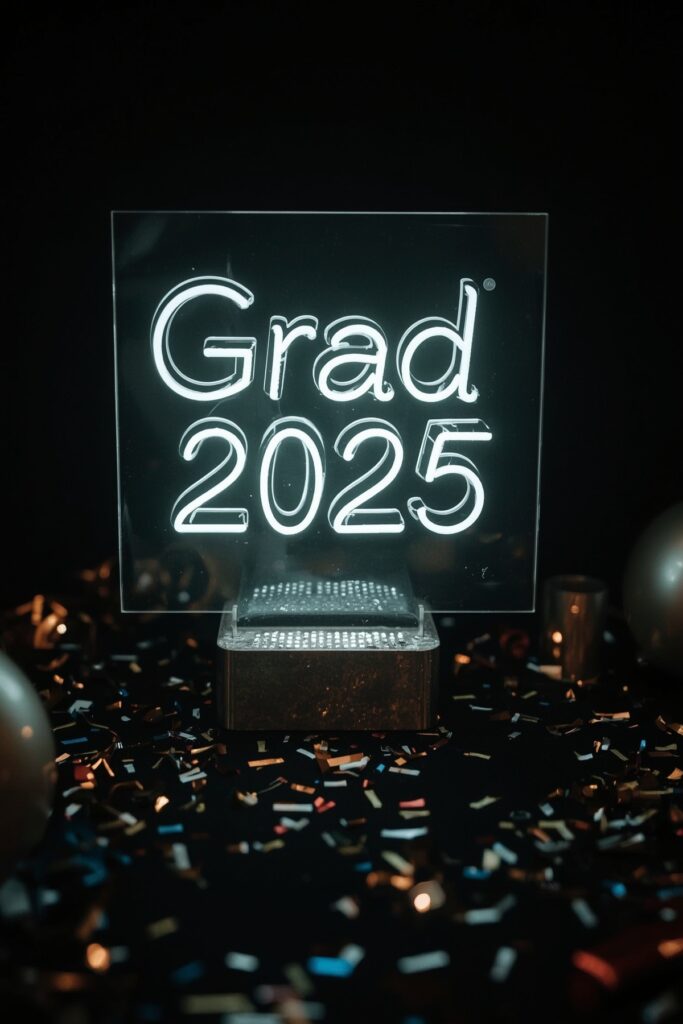Neon Acrylic Grad Signs in Stands