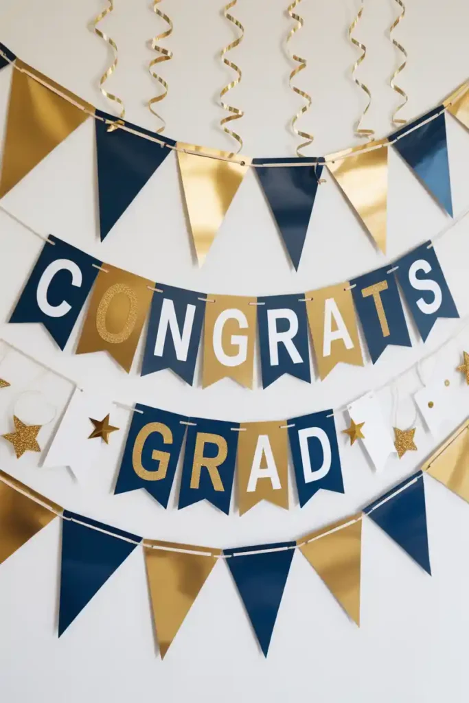 Personalized Blue & Gold Pennant Banner