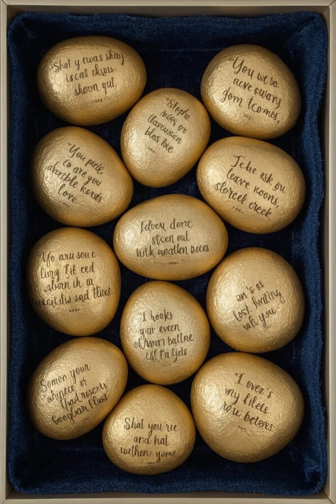 Hand-Painted Gold Graduation Rocks
