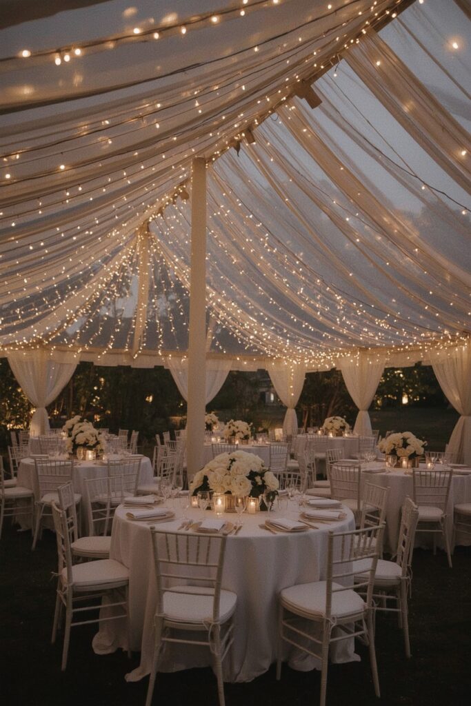 Outdoor Tent Draped with Fabrics