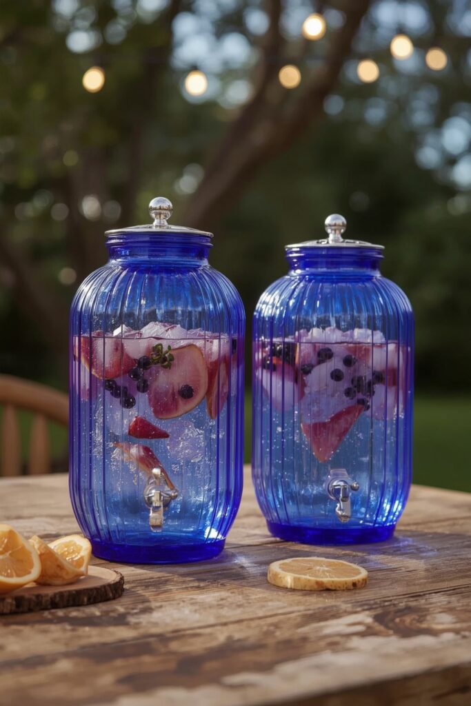 Cobalt Blue Acrylic Drink Dispensers