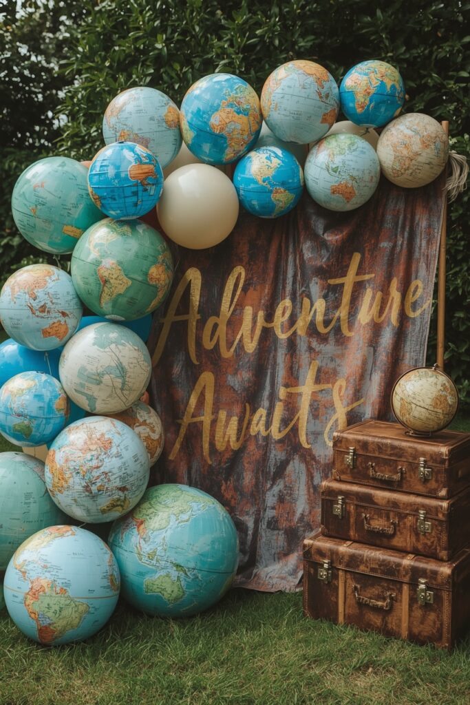 Globe and Journey Balloons for Travel-Themed Graduation