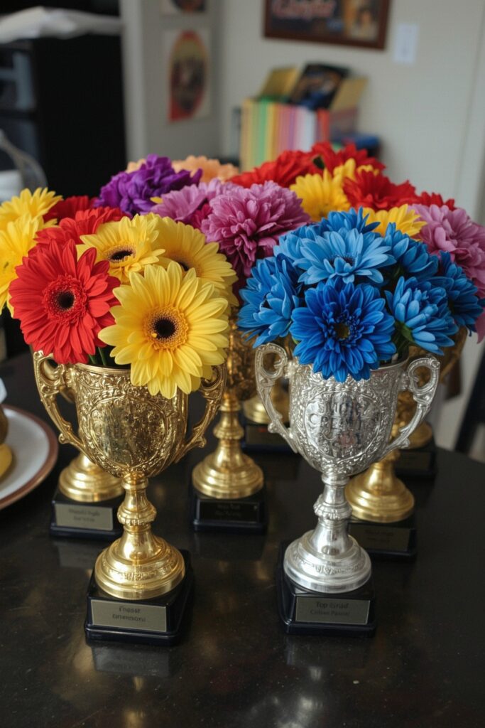 Mini Trophy Vases with School Colors