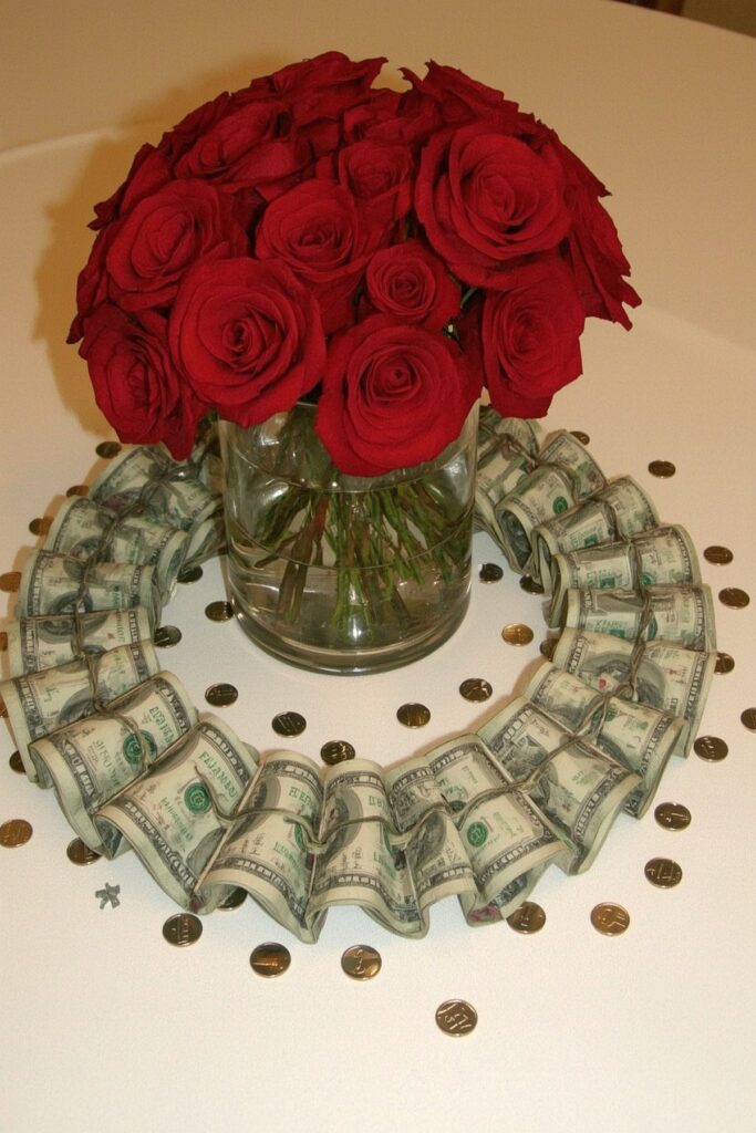 Money Garland Surrounding Centerpieces