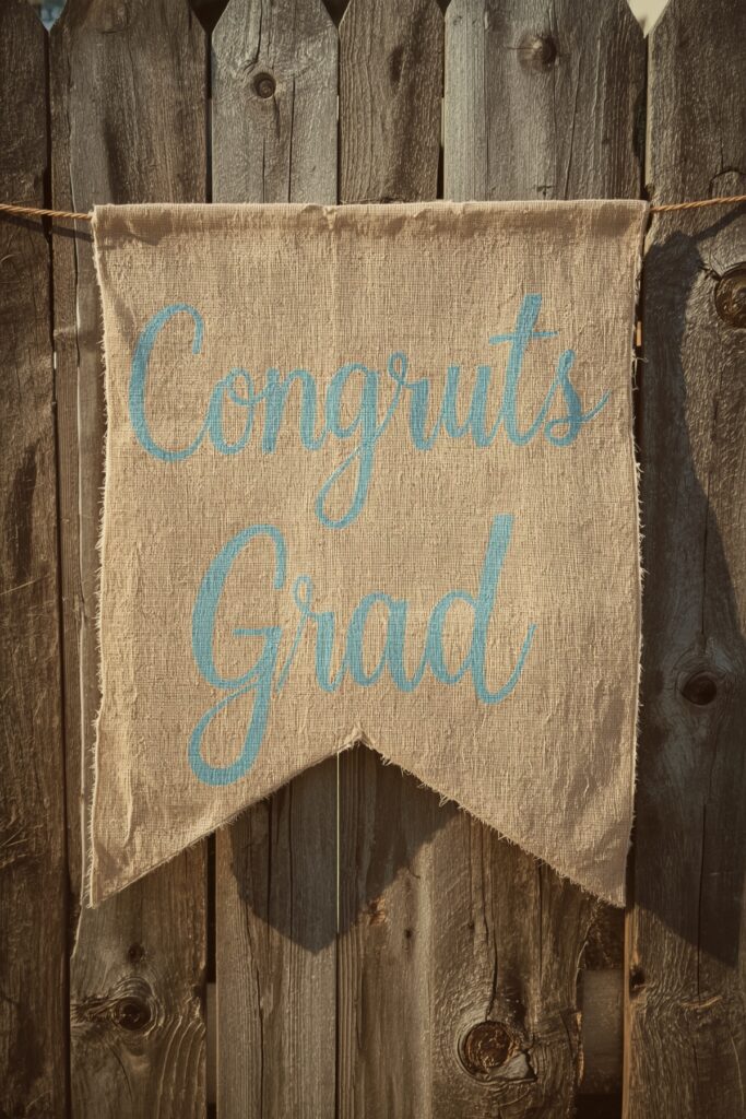 Rustic Blue Burlap Banner Display
