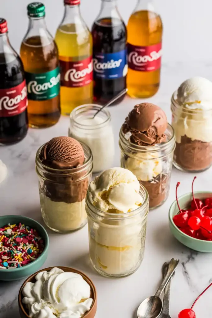 Ice Cream Float Station in Mason Jars