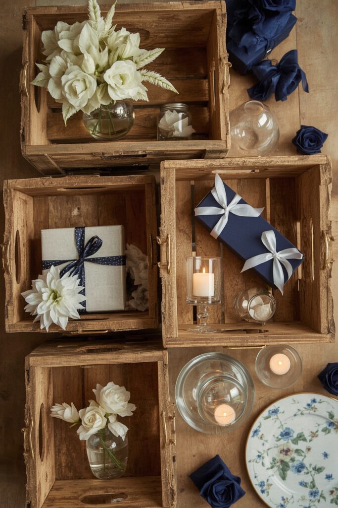 Metallic Gold Painted Wooden Crates