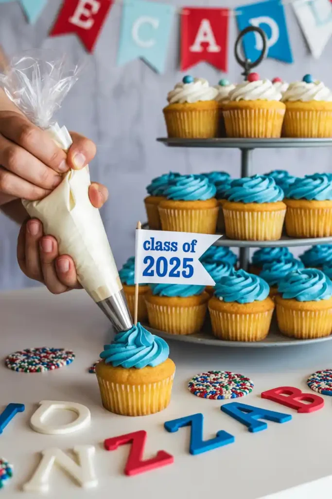 School Colors Cupcake Decorating Table